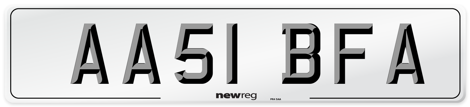 AA51 BFA Number Plate from New Reg